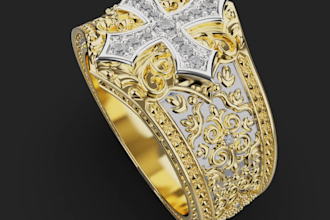 create 3d jewelry models inspired by ai and catholic art