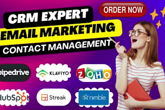 setup klaviyo CRM hubspot CRM nimble CRM zoho CRM pipedrive  streak CRM in 8hr