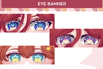 draw beautiful anime eye banner social media stream for you
