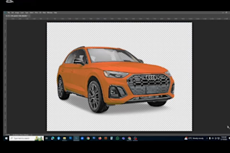 car photo automotive  background remove and image retouching with shadow