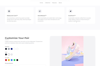 build a modern showcase website for your shoe store or brand