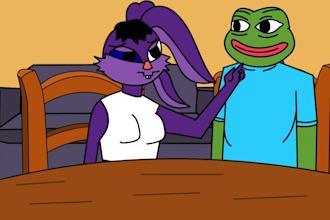 create 2d crypto meme animations , gif like pepe pino ponke style
