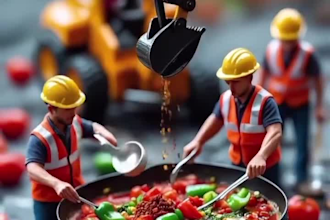 do stunning ai miniature video, ai fusion, ai food miniature, food photography
