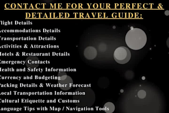 create your personalized travel guide or itinerary, worldwide