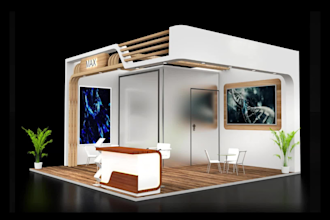 design stunning 3d exhibition stalls, booths, trade stands, and kiosks
