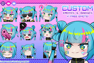 draw custom twitch anime emotes, for your oc, vtuber, avatar in cute chibi style