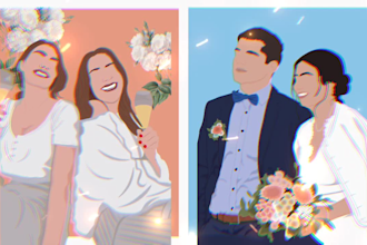 draw minimalist portrait, flat portrait, faceless vector art