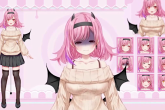 draw and rig 2d vtuber model , live2d vtuber model, vtuber rigging for streaming