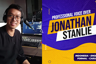 record a male english broadcast quality voice over