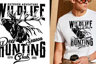 do  hunting and adventure, outdoor, mountain t shirt design