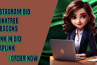 create and setup instagram bio, linktree, beacons, taplink, link in bio