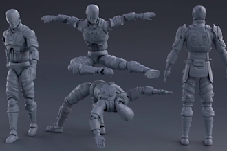 3d articulated model articulated action figure 3d action figure for 3d printing