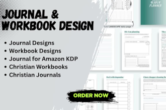 custom canva journal notebook trackers checklist workbook daily planner, kdp
