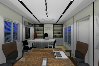do office interior design and 3d rendering