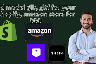 create 3d model glb, gltf for your shopify, amazon store for 360 zakeke ar