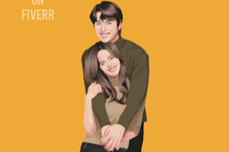 draw a couple, family or group to vector potrait