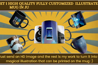 make 20 customized coffee mug designs for pod business