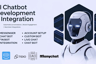integrate and set up intercom, fin ai, tidio, manychat, and gorgias chatbots