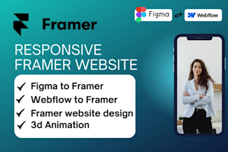 responsive framer website design, figma to framer webflow to framer 3d animation