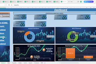 create excel dashboards, pivot tables ,graphs and charts