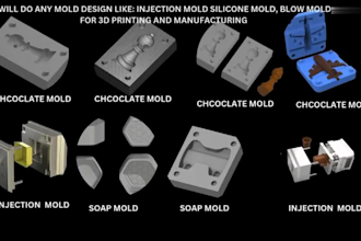 mold design, injection molding, chocolate mold, silicone mold, blow mold in cad