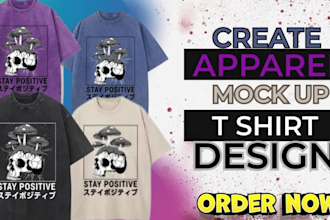 create apparel mock up t shirt design for trending t shirt design clothing brand
