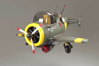 create 3d stylized aircraft, game assets model with pbr texturing