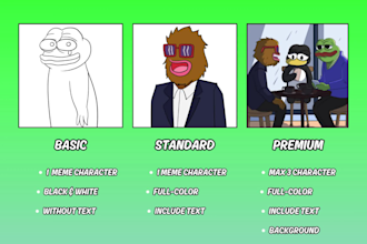 draw funny custom meme coin art for your website or social media