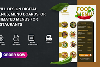 design restaurant menu, food menu and digital menu design