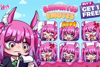 design custom twitch animated emotes, panels, sub badges