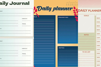 design canva editable journal, digital planner, workbook, manual, esty journal