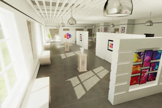 design 3d museum, exhibition hall, discovery centre, gallery space with VR tours