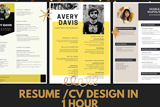 make professional resume design or modern cv template