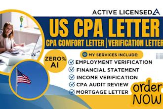 audit review financial statement, US CPA letter, verification letter, cpa letter