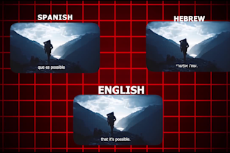 translate and add subtitles in english spanish and hebrew