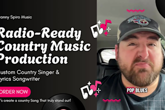 create soulful country songs as country singer, songwriter musician