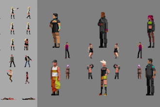 create pixel art character sprite sheet game art animation for your video game