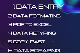 do excel data entry for data formatting or PDF to excel