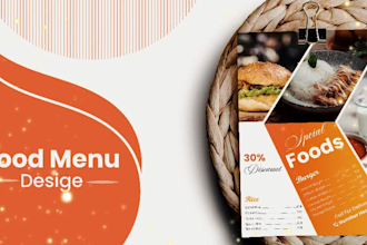 do a cafe screen restaurant menu and digital menu board food card design