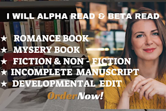 alpha or beta read, critique your romance, mystery book, developmental edit