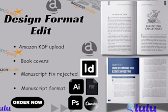 design, format, edit manuscript fix rejected  amazon KDP upload for book covers