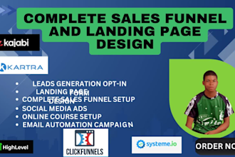 build sales funnel in clickfunnels, systeme io, gohighlevel landing page design