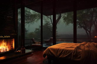 make cozy rain ambient video with relaxing natural sounds