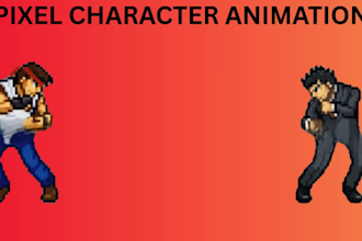 do pixel art character design, sprite sheet and animation, pixel sprite sheet
