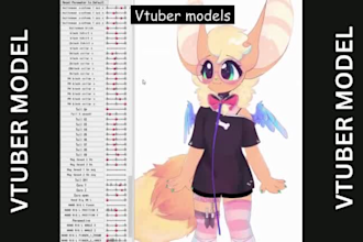 design vtuber model, anime character live 2d, png tuber face rig