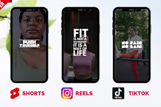 create 75 fitness gym videos youtube shorts, reels, tiktok with logo