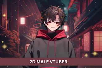 draw and rig male 2d vtuber model, 3d vtuber model, fanart for vtuber commission