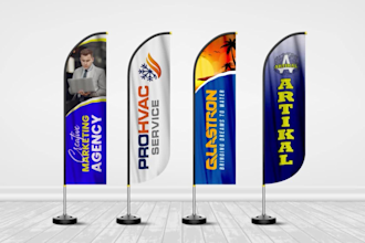 design roll up banner and feather flag design for events or marketing