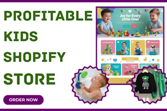design kids shopify store baby product baby store logo baby clothing kid website
