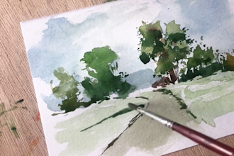paint a watercolor landscape illustration